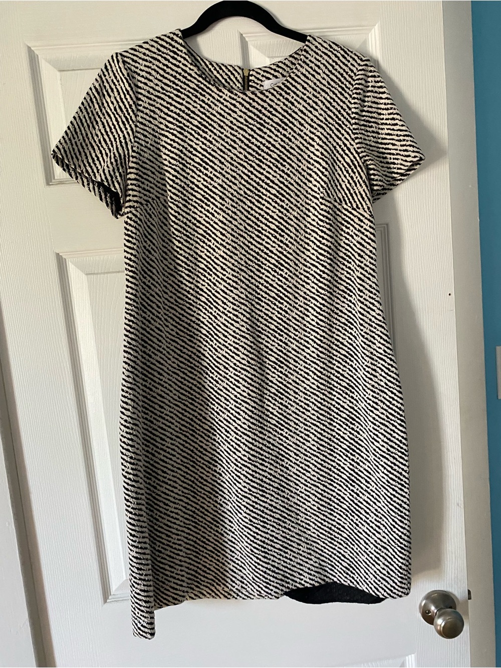 Calvin Klein Black and White Short Sleeve Shift Dress